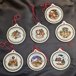 Set Of 7 Festive Ceramic Holiday Ornament Collectionby Susan Winget